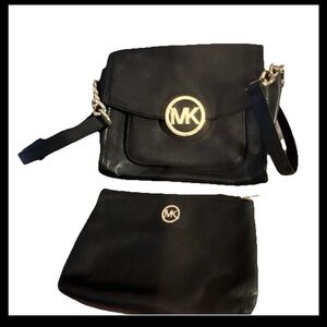 Michael Kors Black Crossbody Bag with Gold Logo